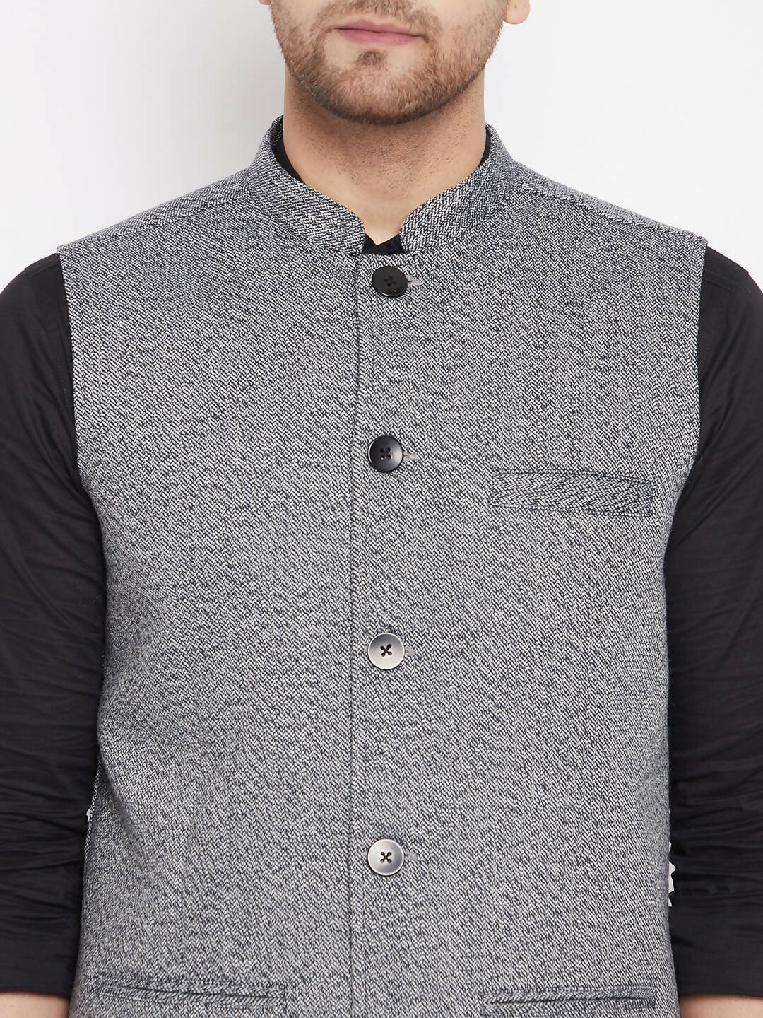 Buy Black Gray Men Nehru Jacket Wool for Best Price, Reviews, Free Shipping