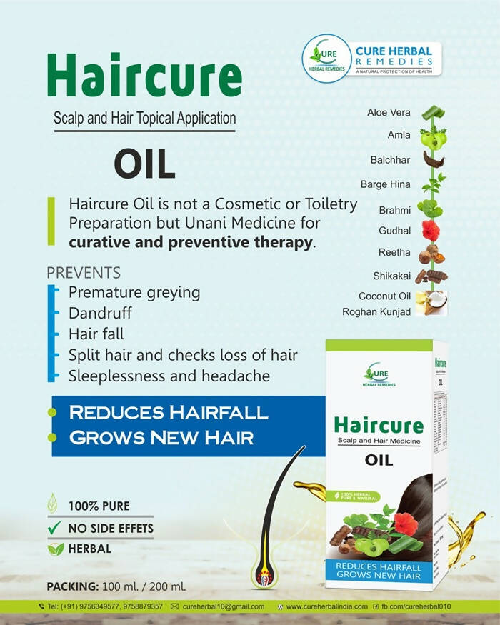 Cure Herbal Remedies Haircure Scalp and Hair Medicine Oil - Distacart