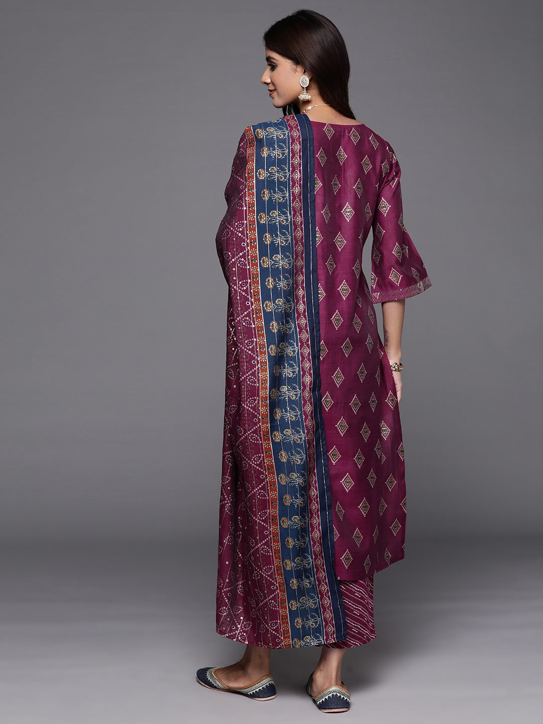 Blue Printed Silk Straight Kurta With Dhoti Pant & Dupatta | Dhoti pants,  Indian ethnic wear, Style