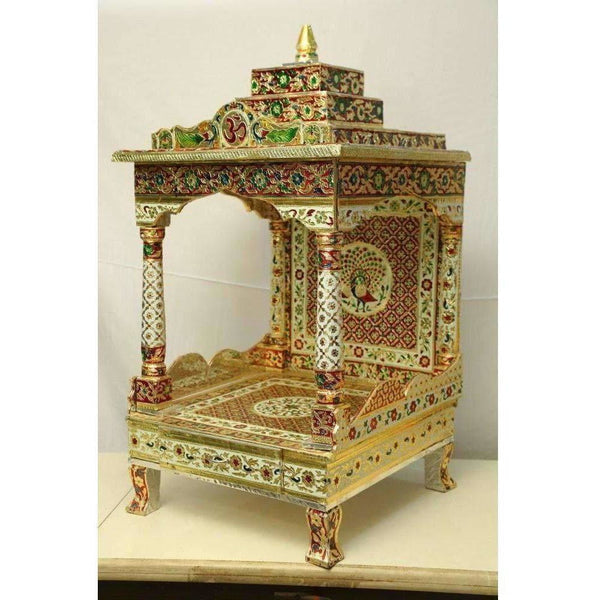 Silver Coated Multi Color Pooja Mandir / Pooja Mandiram Multi Color - Distacart