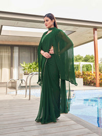 Thumbnail for Tikhi Imli Green Gotta Patti Saree With Pleated cape - Distacart