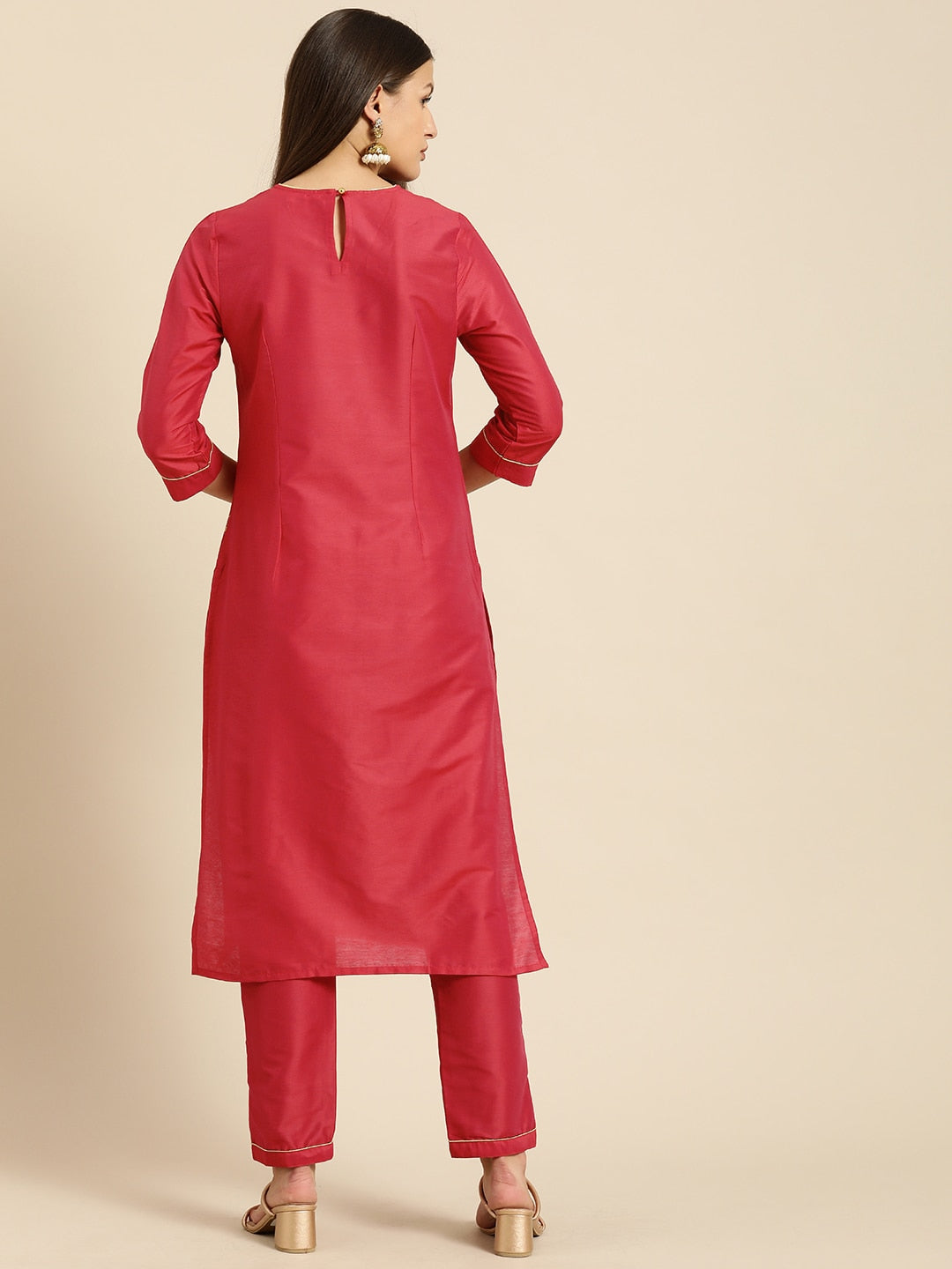 All About You Women Red Ethnic Motifs Kurta with Trousers - Distacart