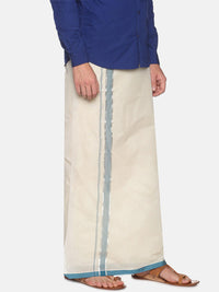 Thumbnail for Sethukrishna Mens Off White Traditional Kerala Double Mundu - Distacart