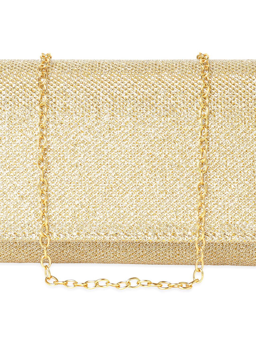 Rubans Textured Shimmery Foldover Clutch With Shoulder Strap - Distacart