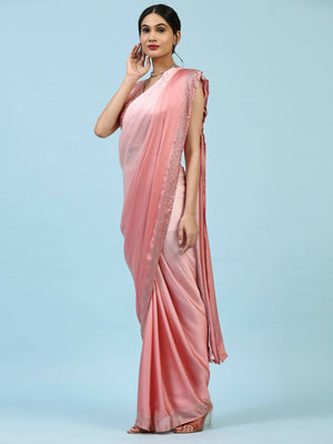 Peach Saree With Blouse Piece Plain Linen Saree With Blouse, 6 (in Metres)  at Rs 2300 in Rangareddy