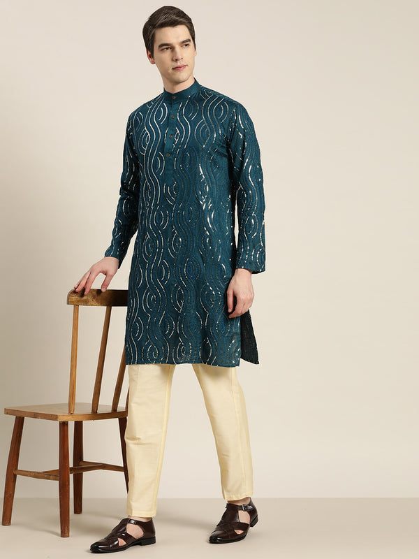 Description Sojanya Men Quirky Embroidered Sequinned Kurta Product ...