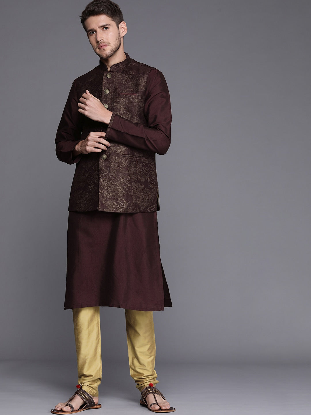 Manyavar Modi Jacket Kurta Pajama Catalog - The Ethnic World