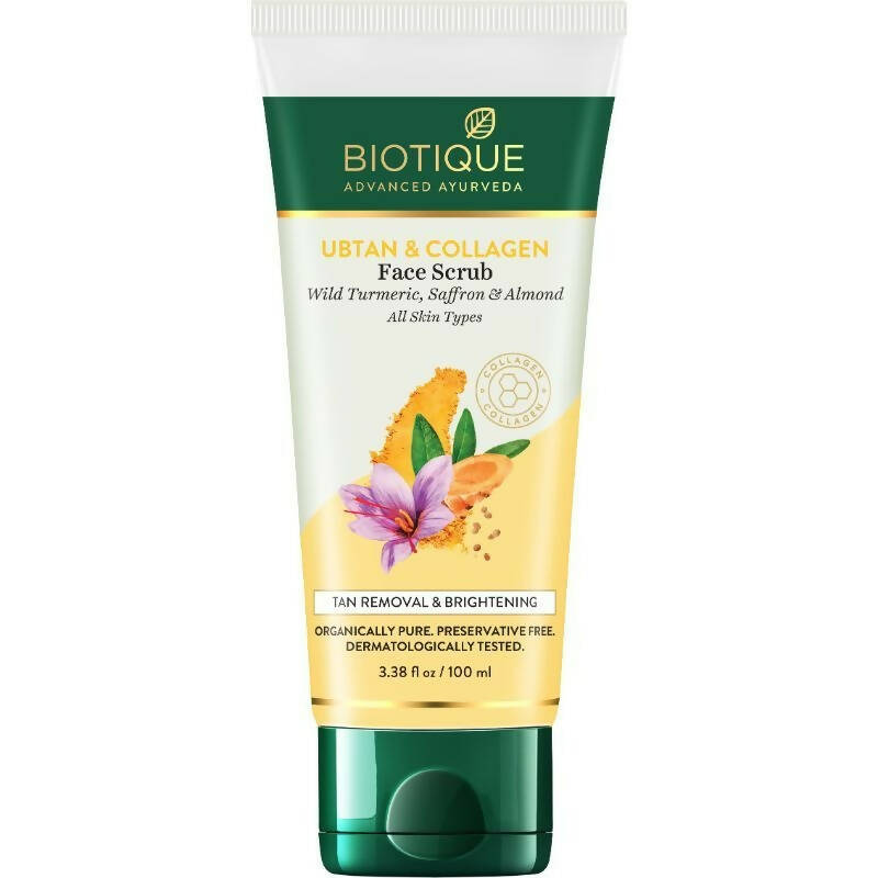 Biotique Advanced Ayurveda Ubtan & Collagen Face Scrub - Distacart