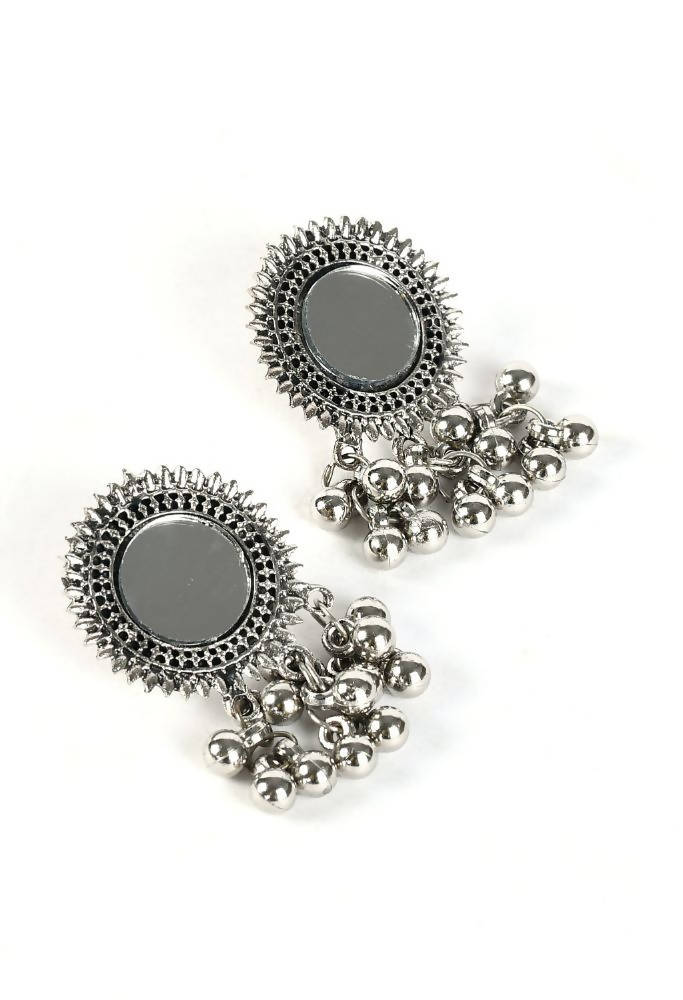 Oxidised Silver Mirror Earrings