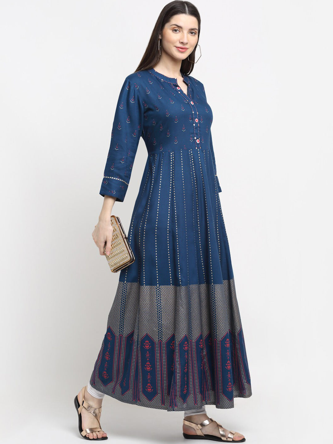 Kalini Women Blue Ethnic Motifs Printed Beautiful Anarkali Kurta - Distacart