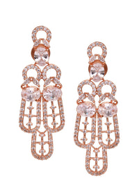 Thumbnail for Saraf RS Jewellery Rose Gold-Plated White AD Studded Jewellery Set With Maang Tika - Distacart