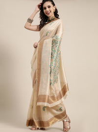 Thumbnail for Saree Mall Saree Mall Rich Beige and Gold Silk Blend Saree - Distacart