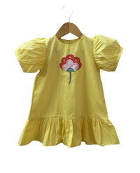 Thumbnail for ArthLife Yellow Flower Patch Casual Dress - Distacart