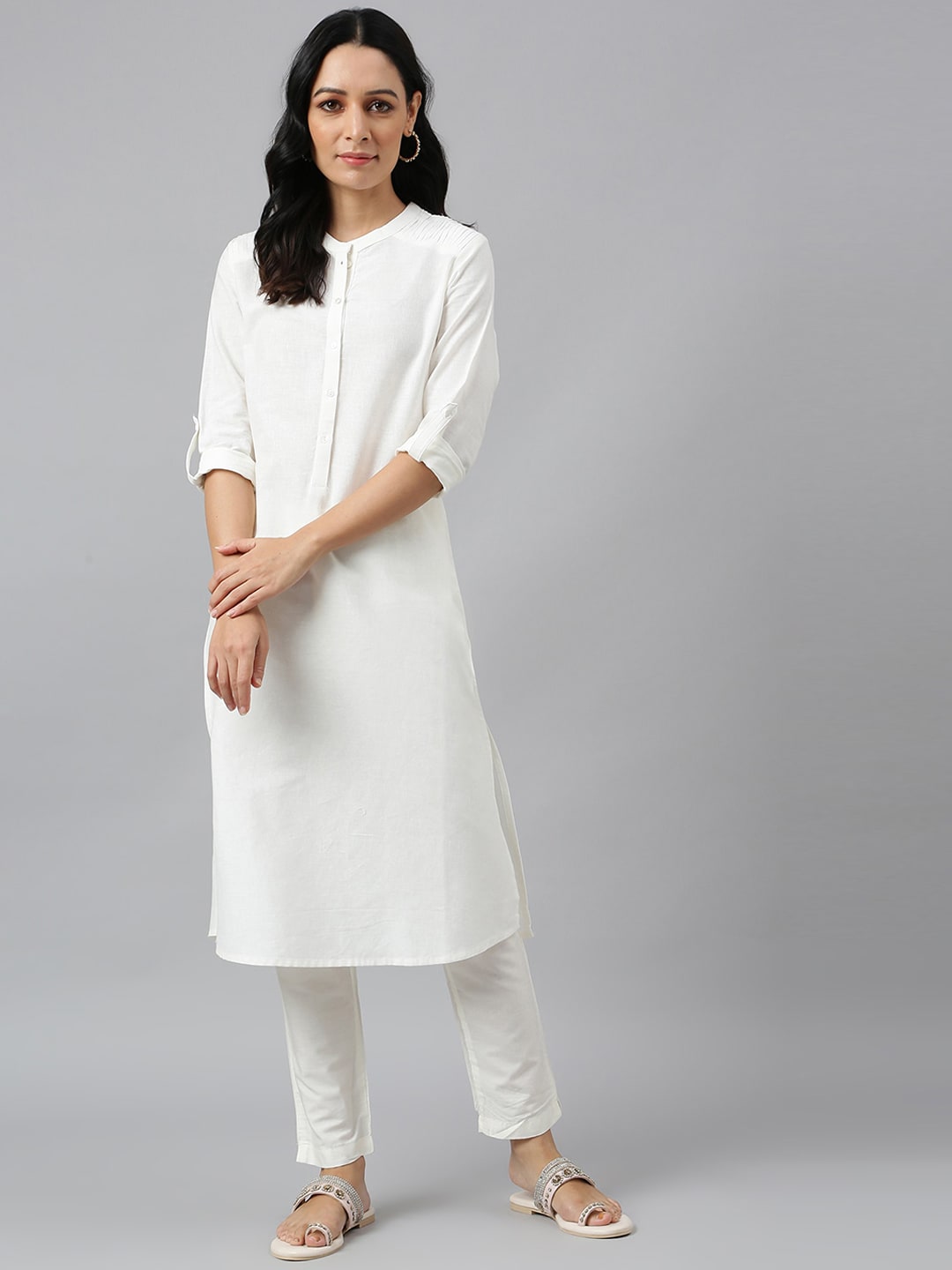 Buy W Women Off White Romance Pathani Kurta Online at Best Price