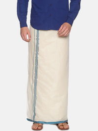 Thumbnail for Sethukrishna Mens Off White Traditional Kerala Double Mundu - Distacart