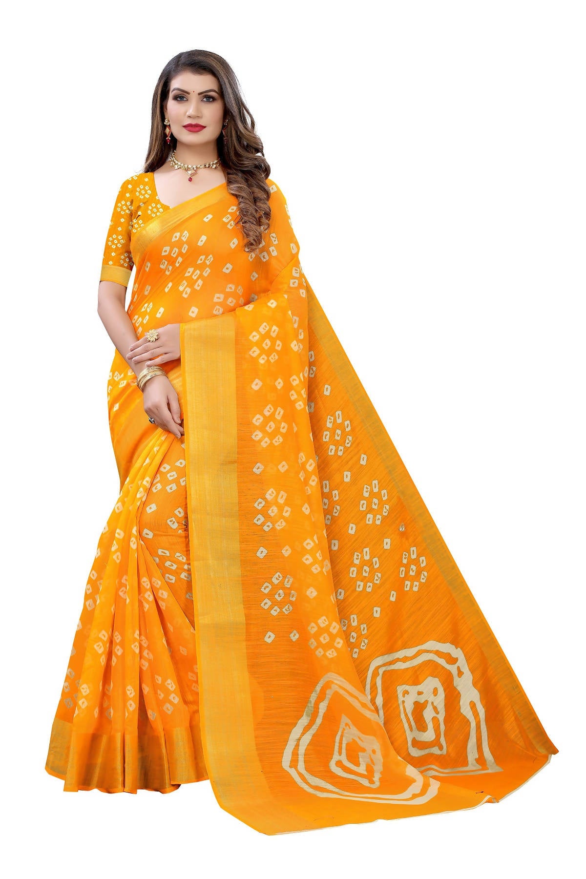 Vamika Stylish Orange Linen Jari Border Saree (RADHIKA ORANGE) - Distacart