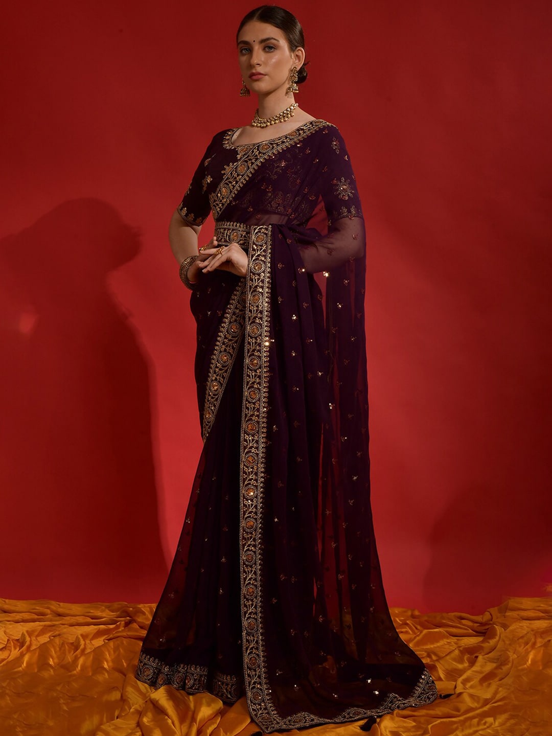 Velvet sarees at Rs 1099/piece | Designer Saree in Surat | ID: 2849569702591