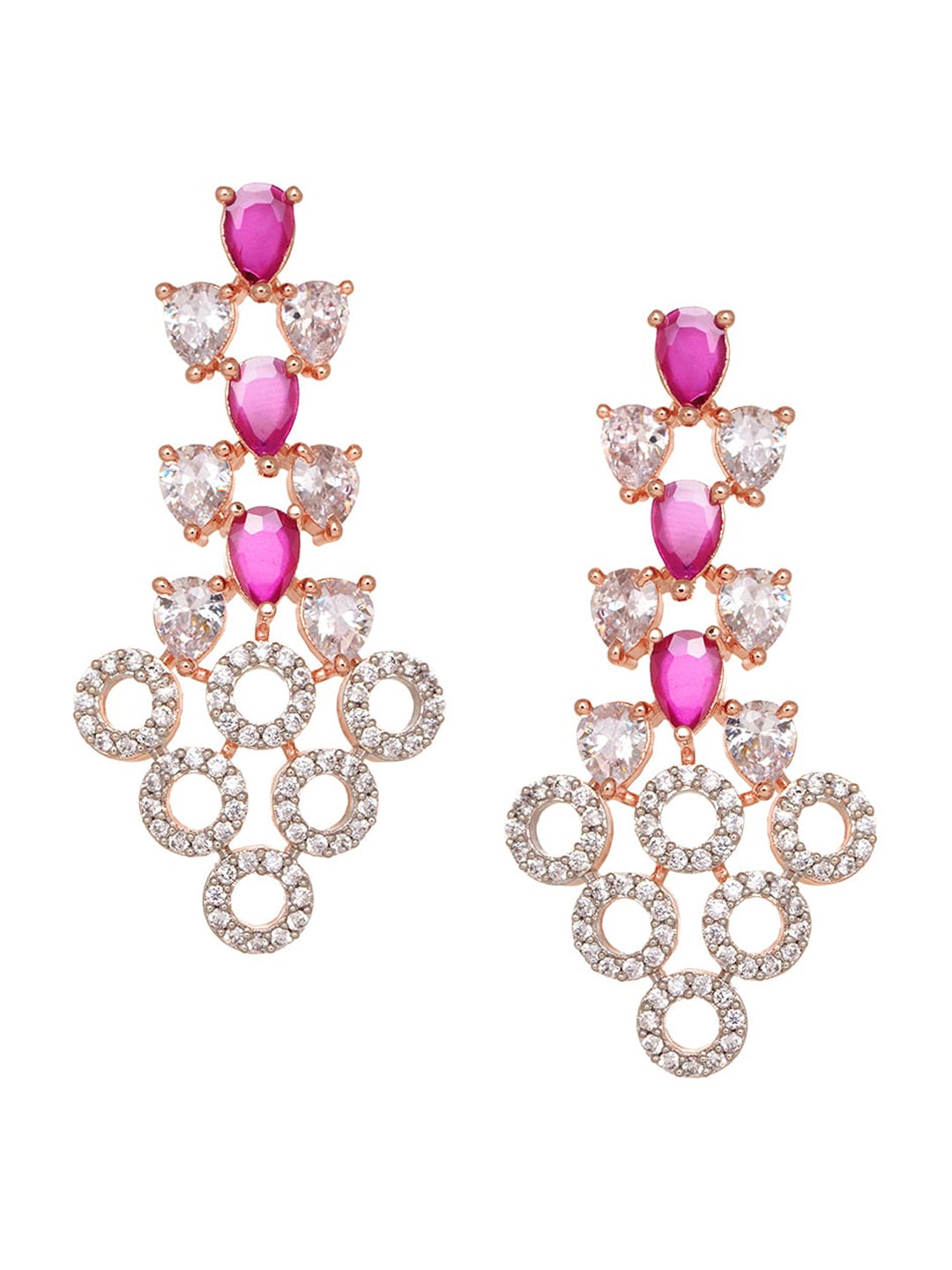 Saraf RS Jewellery Rose Gold-Plated Red AD-Studded Jewellery Set - Distacart