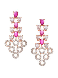Thumbnail for Saraf RS Jewellery Rose Gold-Plated Red AD-Studded Jewellery Set - Distacart