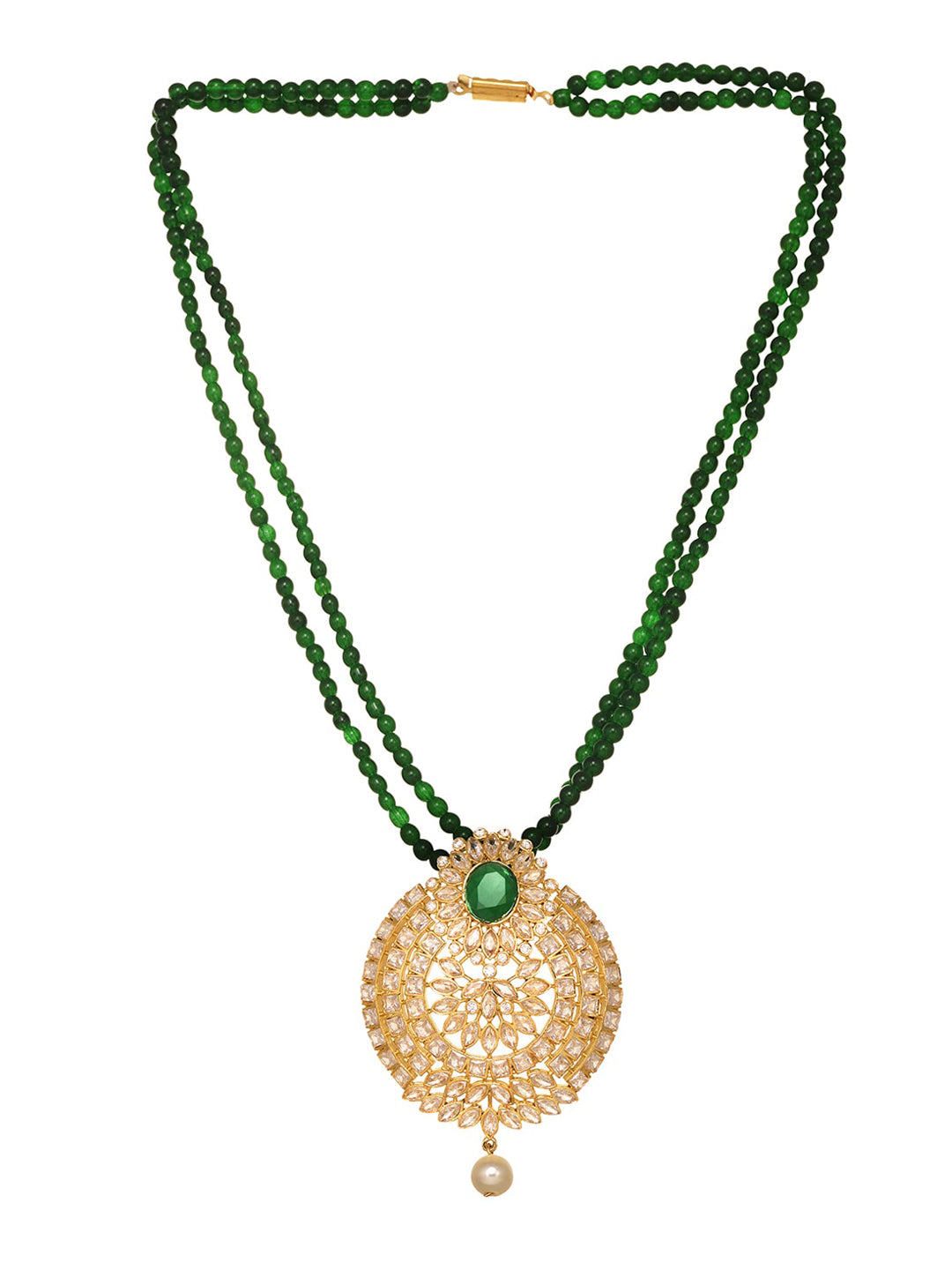 Saraf RS Jewellery GoldPlated Polki Studded With Beads Handcrafted Jewellery Set - Distacart