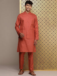 Thumbnail for House of Pataudi Men Jashn Kurta & Trousers With Nehru Jacket - Distacart