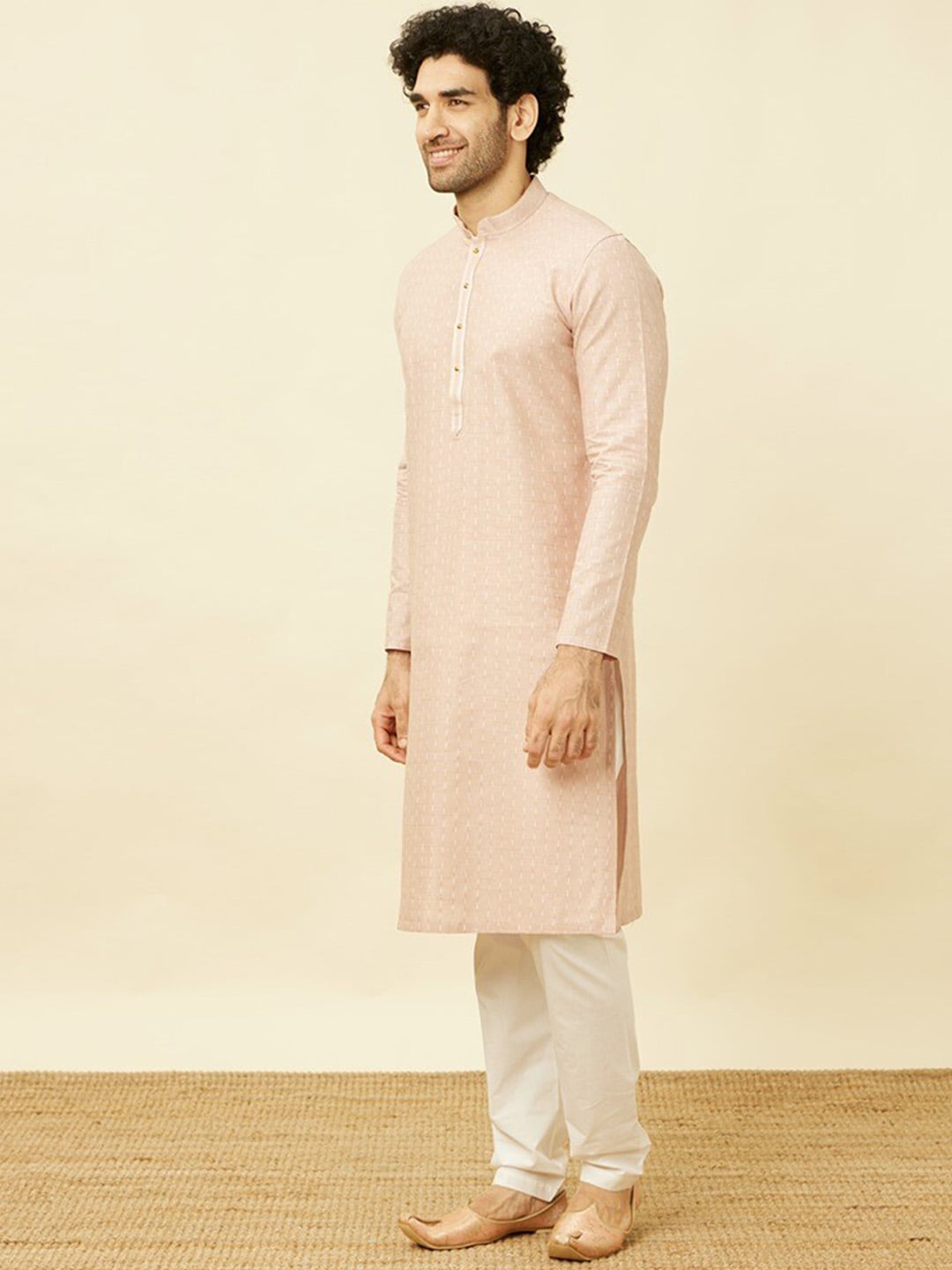 Manyavar Mandarin Collar Regular Pure Cotton Kurta with Pyjamas