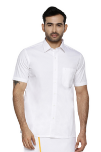 Thumbnail for Ramraj Cotton Mens Half Sleeve Formal 100 % Cotton White Shirt - Distacart