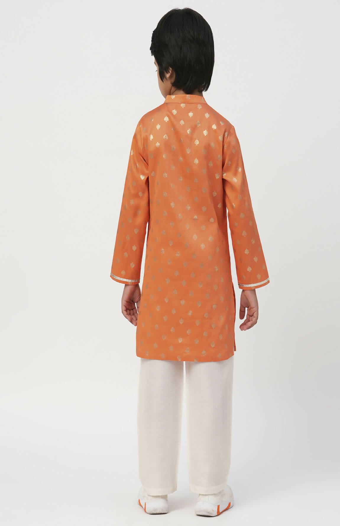 Lil Drama Mehfil Orange Kurta Pant Set For Boys - Distacart