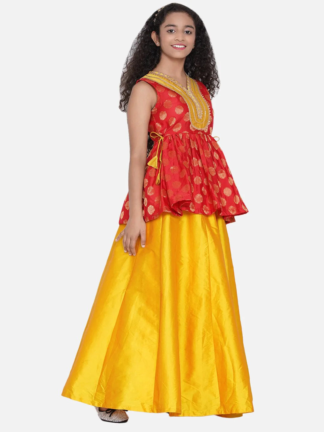 Buy Mustard and Red Trendy A Line Lehenga Choli For Bridal Online