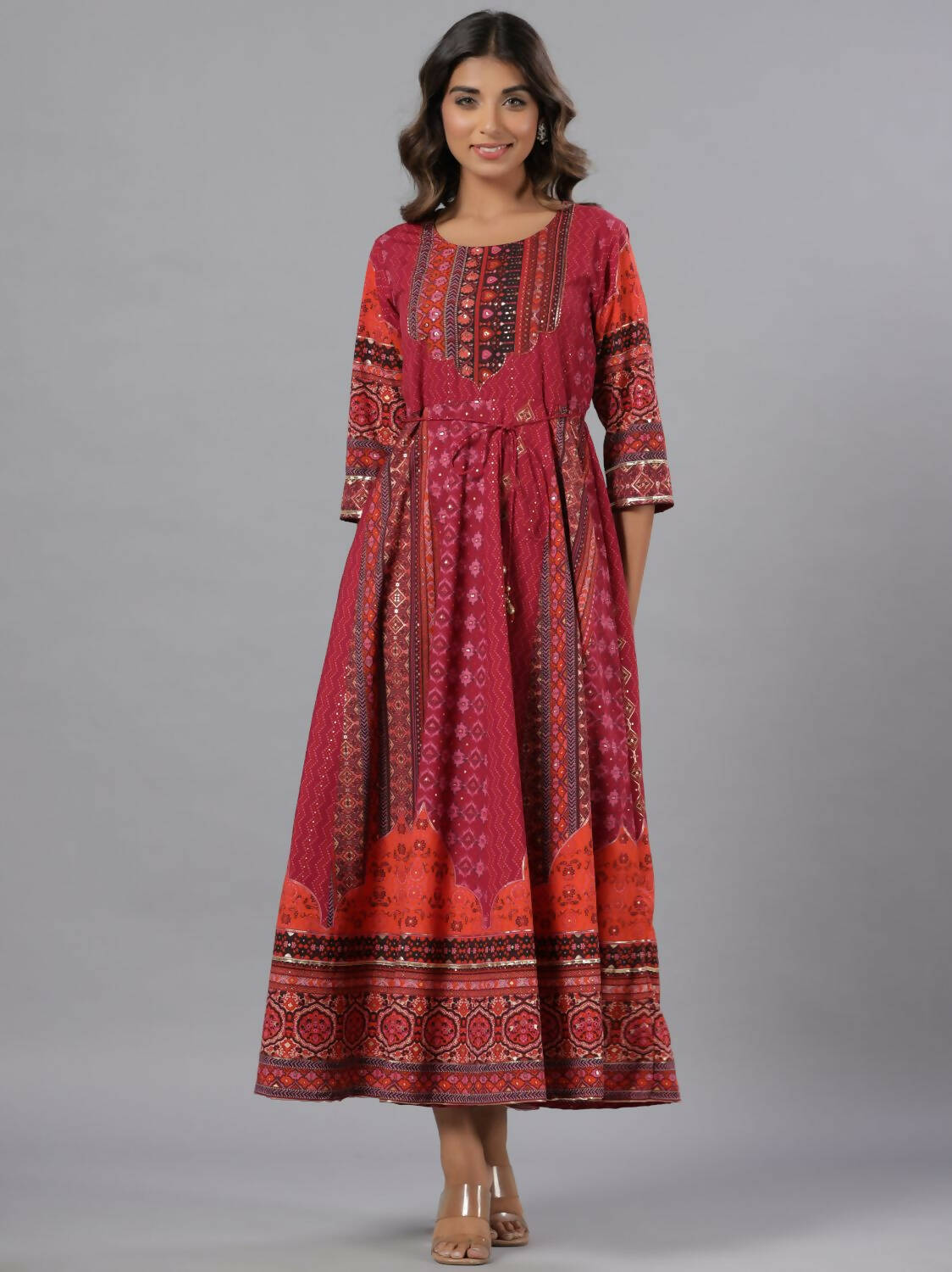 Buy Juniper Women Plum Silk Printed Maxi Dress Online at Best