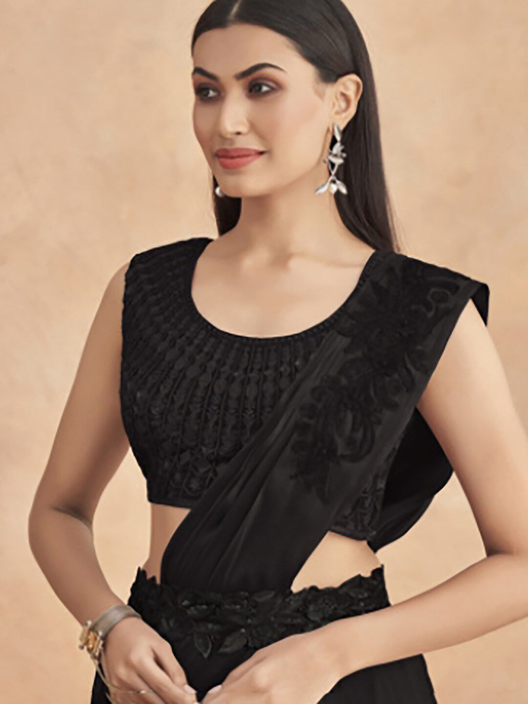 Buy Black Saree Nataliya Embellished Pre-draped Lehenga With Blouse For  Women by Seema Thukral Online at Aza Fashions.