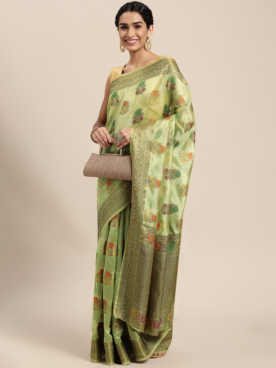 Buy Yellow Organza Saree with Gota Patti work by ZARI JAIPUR at Ogaan  Market Online Shopping Site