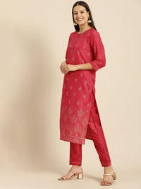 Thumbnail for All About You Women Red Ethnic Motifs Kurta with Trousers - Distacart