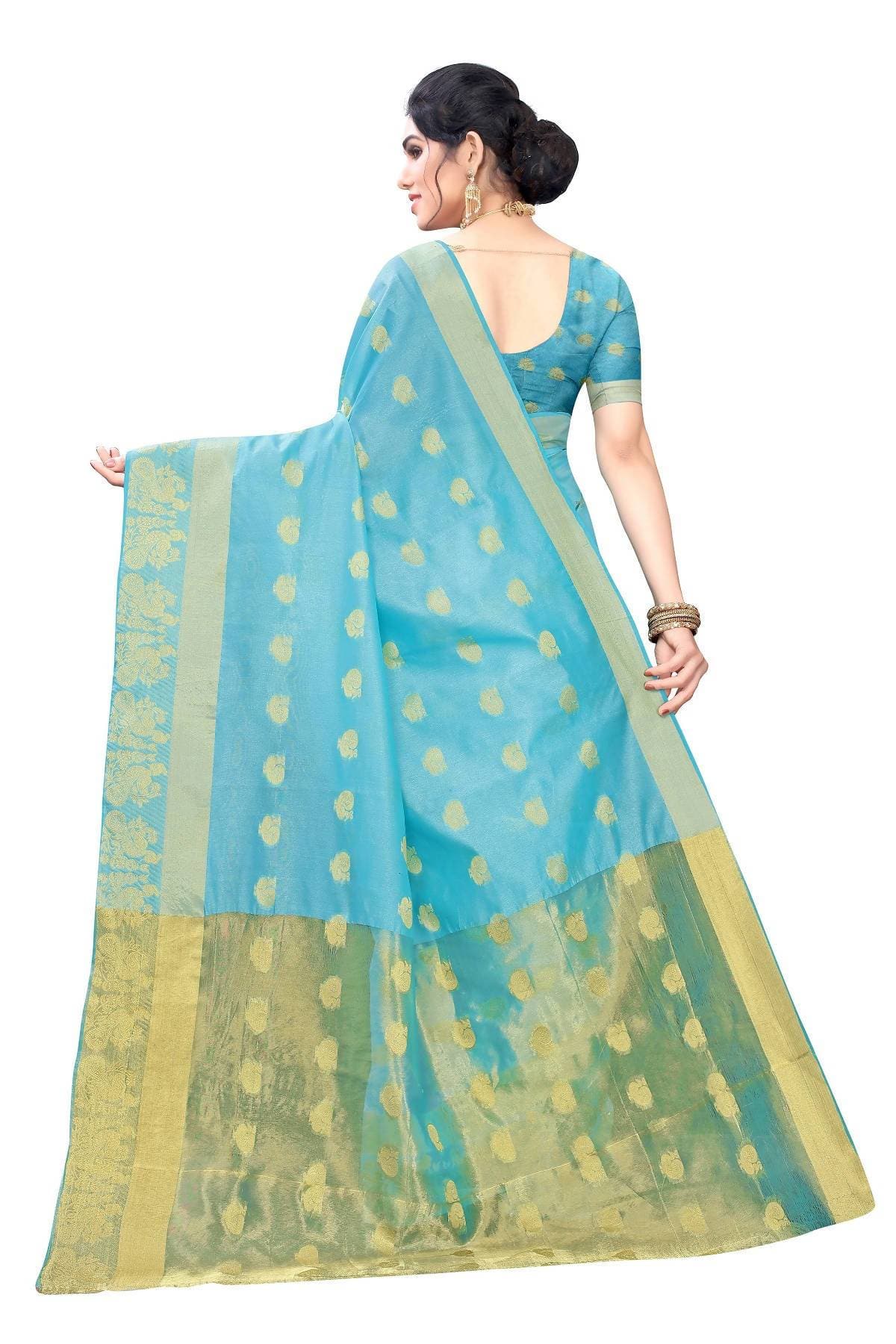 Vamika Banarasi Jacquard Weaving Sky Blue Saree