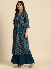 Thumbnail for All About You Ethnic Motifs Foil Print Gotta Patti Detail Kurta with Palazzos - Distacart