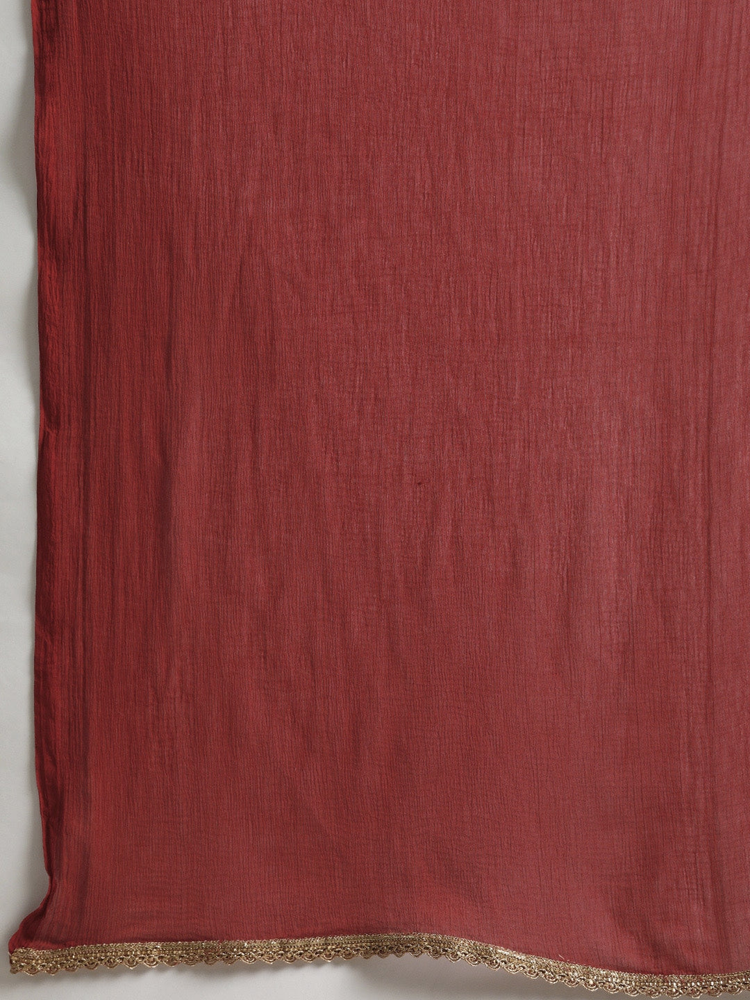 All About You Women Maroon & Golden Satin Finish Kurta with Trousers & With Dupatta - Distacart