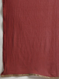 Thumbnail for All About You Women Maroon & Golden Satin Finish Kurta with Trousers & With Dupatta - Distacart