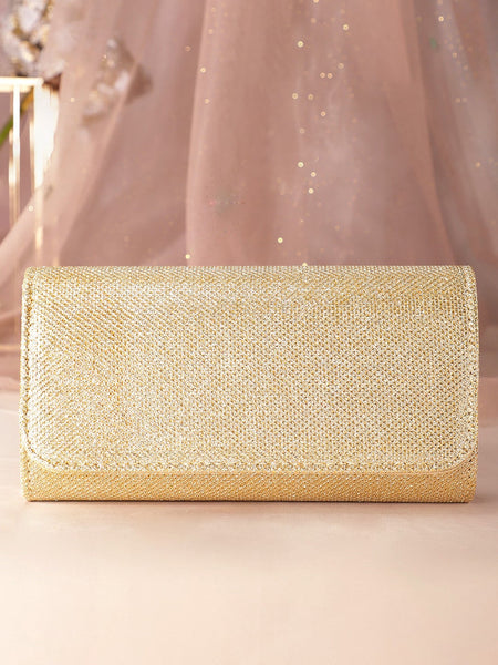 Rubans Textured Shimmery Foldover Clutch With Shoulder Strap - Distacart