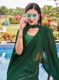 Thumbnail for Tikhi Imli Green Gotta Patti Saree With Pleated cape - Distacart