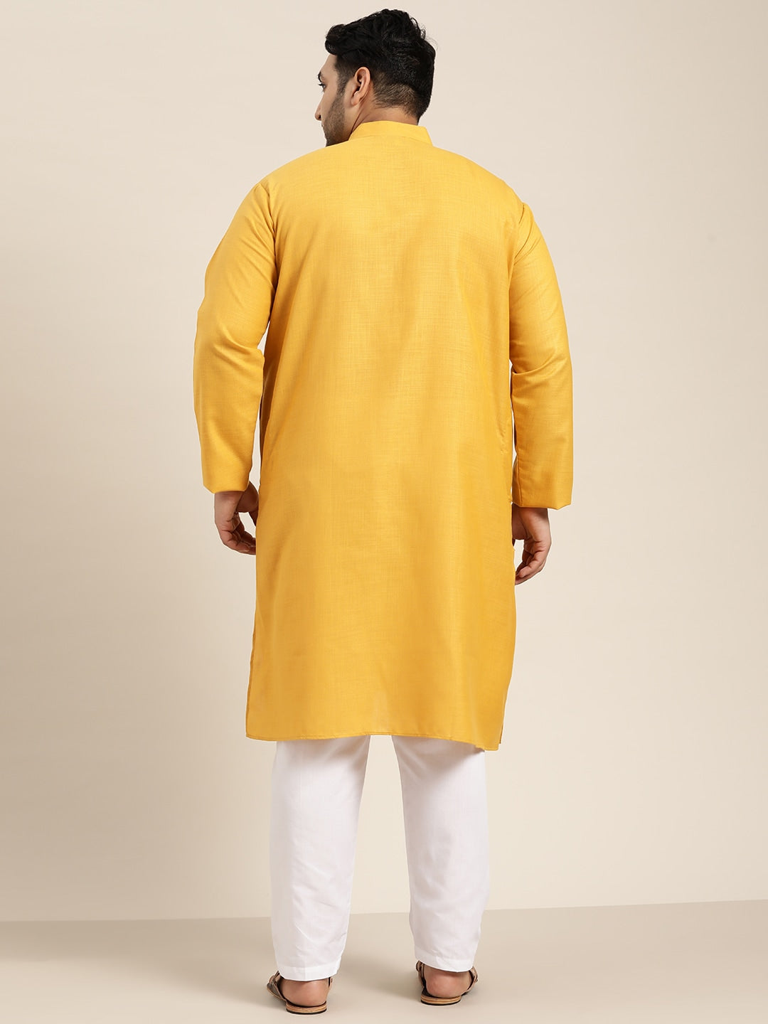 Sojanya Plus Size Men Mustard Yellow Pure Cotton Kurta - Distacart