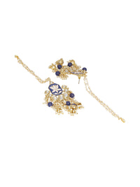 Thumbnail for Shoshaa Women Gold-Plated Blue Contemporary Drop Earrings - Distacart