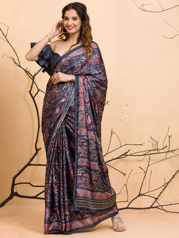 Buy Koskii Floral Printed Beads And Stones Saree Online At Best Price ...