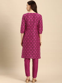 Thumbnail for All About You Women Purple & Maroon Printed Kurta with Trousers - Distacart