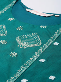 Thumbnail for All About You Ethnic Motifs Embroidered Panelled Thread Work Chanderi Silk Kurta Set - Distacart