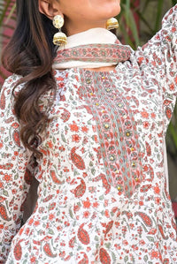 Thumbnail for Yufta Women White Paisley Printed Regular Sequinned Pure Cotton Kurta with Palazzo & With Dupatta