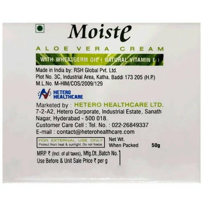 Moiste Aloe Vera Cream with Wheatgerm Oil - Distacart