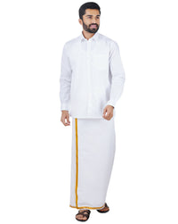 Thumbnail for Ramraj Cotton Mens Full Sleeve Formal 100 % Cotton White Shirt - Distacart