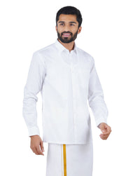 Thumbnail for Ramraj Cotton Mens Full Sleeve Formal 100 % Cotton White Shirt - Distacart