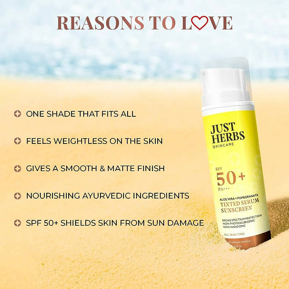 Just Herbs Tinted Serum Sunscreen SPF 50+ - Distacart