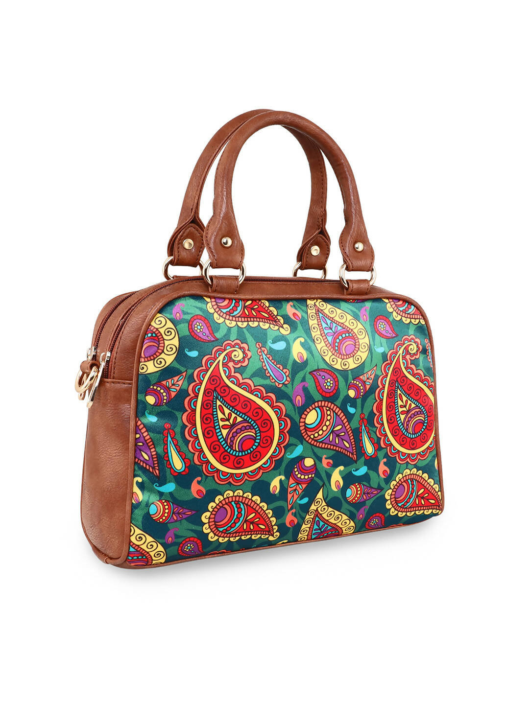 Sabhyata Paisley - Satin Handbag With Detachable Sling 2 - Distacart